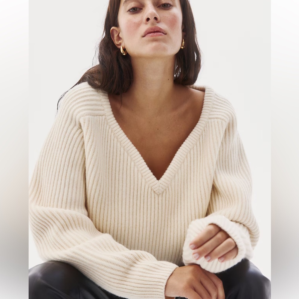 RIB-KNIT WOOL SWEATER